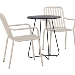 Parvekeryhmä Venture Home, ø60cm beige Bacong-pöytä + 2 mustaa Peking-tuolia