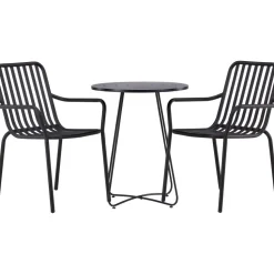 Parvekeryhmä Venture Home, ø60cm beige Bacong-pöytä + 2 mustaa Peking-tuolia