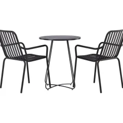 Parvekeryhmä Venture Home, ø60cm beige Bacong-pöytä + 2 mustaa Peking-tuolia