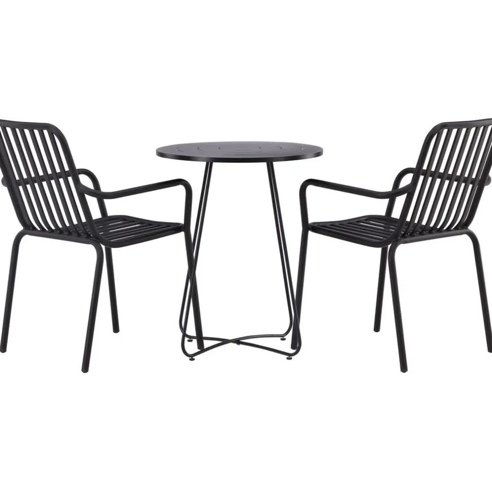 Parvekeryhmä Venture Home, ø60cm beige Bacong-pöytä + 2 mustaa Peking-tuolia