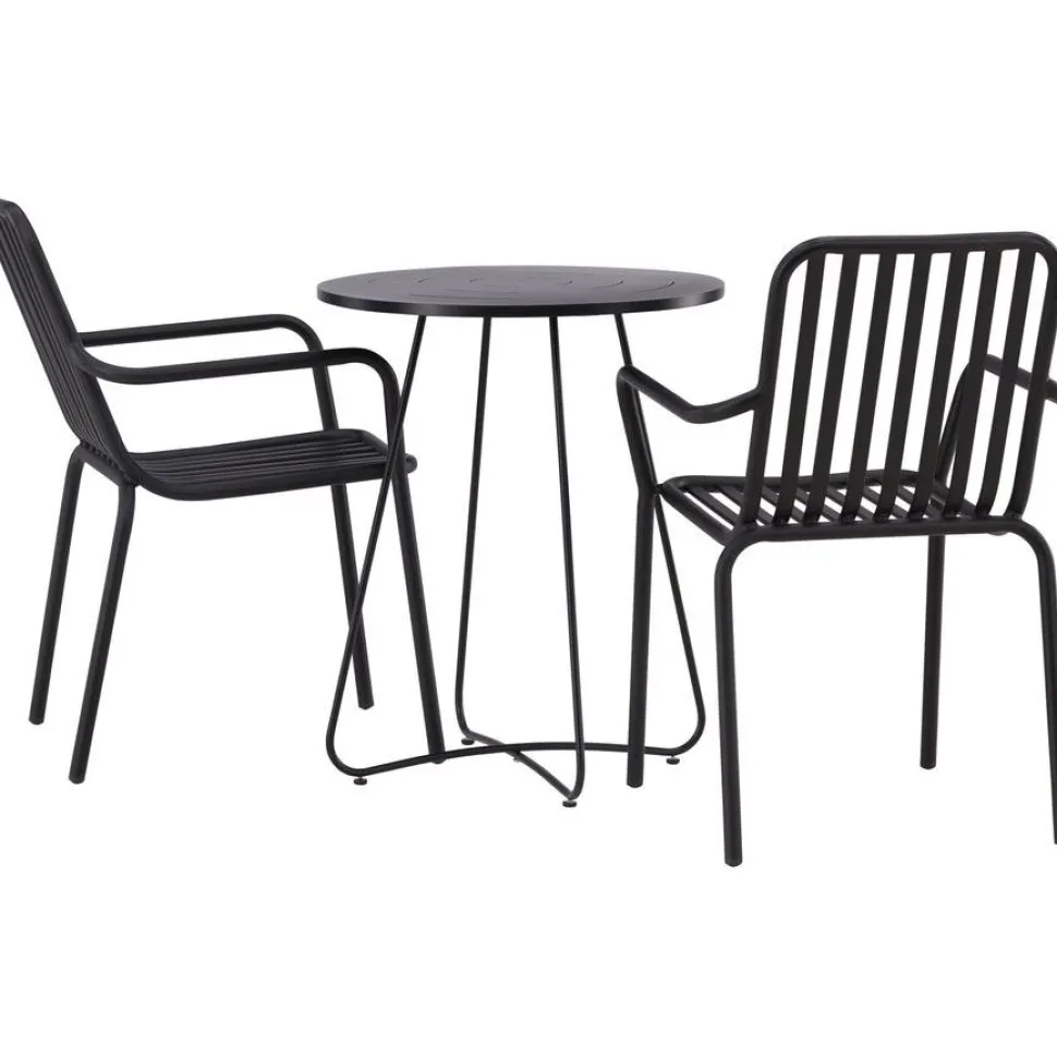 Parvekeryhmä Venture Home, ø60cm beige Bacong-pöytä + 2 mustaa Peking-tuolia