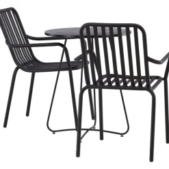 Parvekeryhmä Venture Home, ø60cm beige Bacong-pöytä + 2 mustaa Peking-tuolia