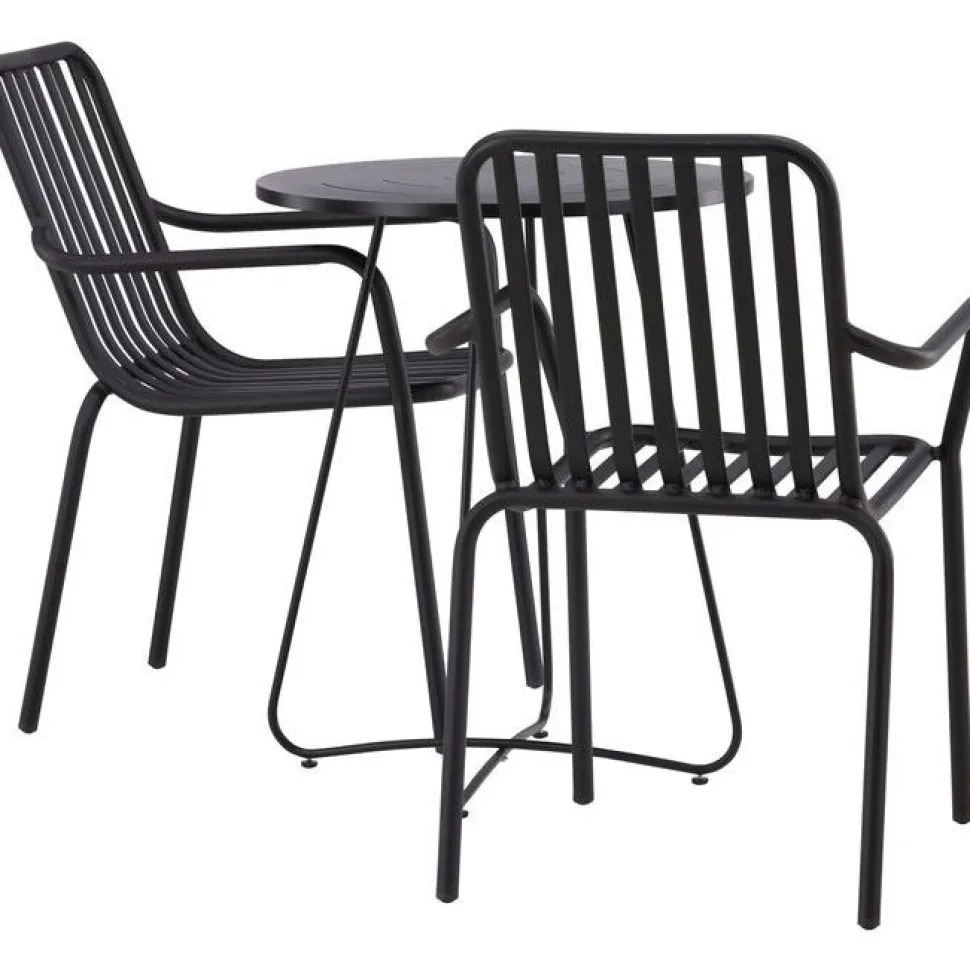 Parvekeryhmä Venture Home, ø60cm beige Bacong-pöytä + 2 mustaa Peking-tuolia