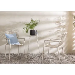 Parvekeryhmä Venture Home, ø60cm beige Bacong-pöytä + 2 mustaa Peking-tuolia