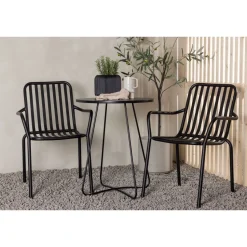 Parvekeryhmä Venture Home, ø60cm beige Bacong-pöytä + 2 mustaa Peking-tuolia