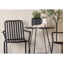 Parvekeryhmä Venture Home, ø60cm beige Bacong-pöytä + 2 mustaa Peking-tuolia