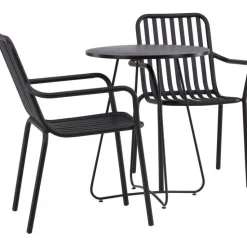 Parvekeryhmä Venture Home, ø60cm beige Bacong-pöytä + 2 mustaa Peking-tuolia