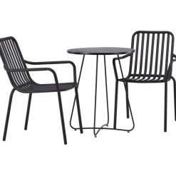 Parvekeryhmä Venture Home, ø60cm beige Bacong-pöytä + 2 mustaa Peking-tuolia