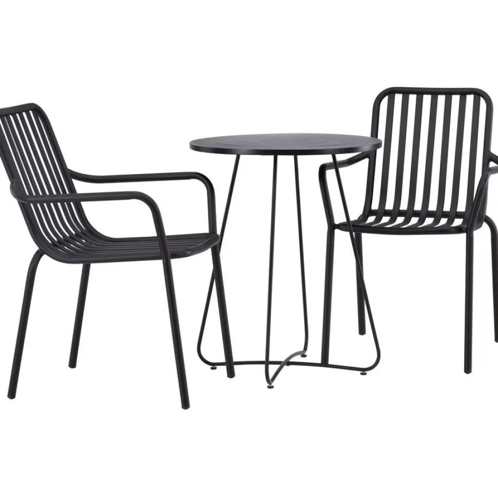 Parvekeryhmä Venture Home, ø60cm beige Bacong-pöytä + 2 mustaa Peking-tuolia
