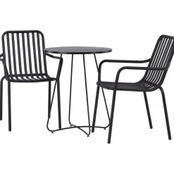 Parvekeryhmä Venture Home, ø60cm beige Bacong-pöytä + 2 mustaa Peking-tuolia