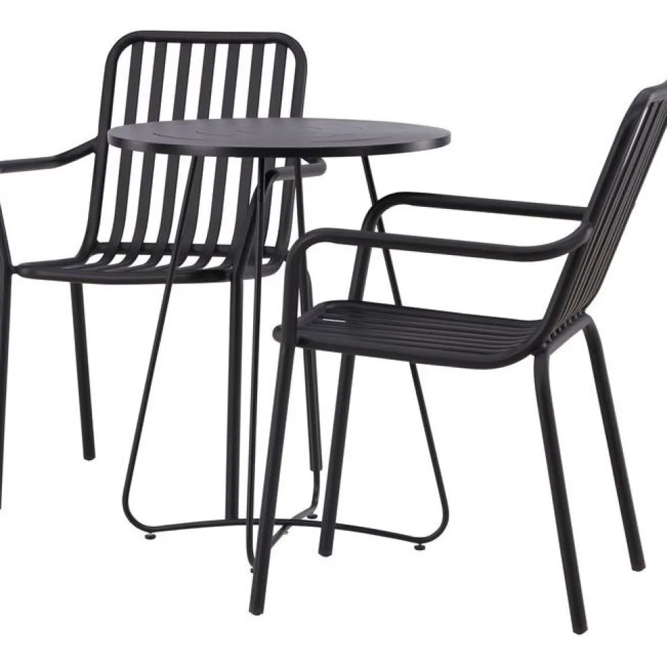 Parvekeryhmä Venture Home, ø60cm beige Bacong-pöytä + 2 mustaa Peking-tuolia