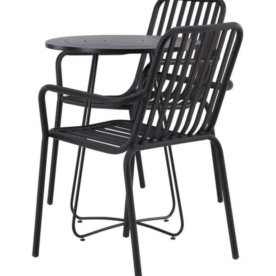 Parvekeryhmä Venture Home, ø60cm beige Bacong-pöytä + 2 mustaa Peking-tuolia