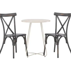 Parvekeryhmä Venture Home, ø60cm beige Bacong-pöytä + 2 mustaa Tablas-tuolia