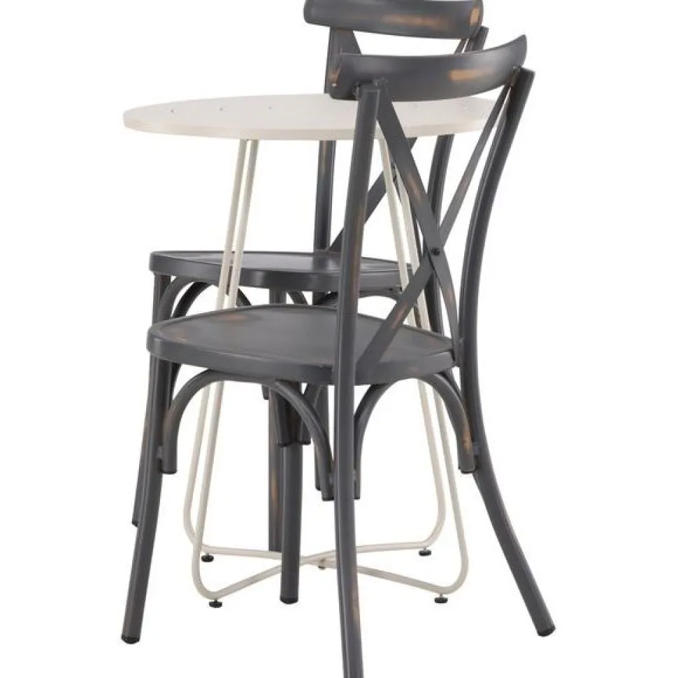 Parvekeryhmä Venture Home, ø60cm beige Bacong-pöytä + 2 mustaa Tablas-tuolia
