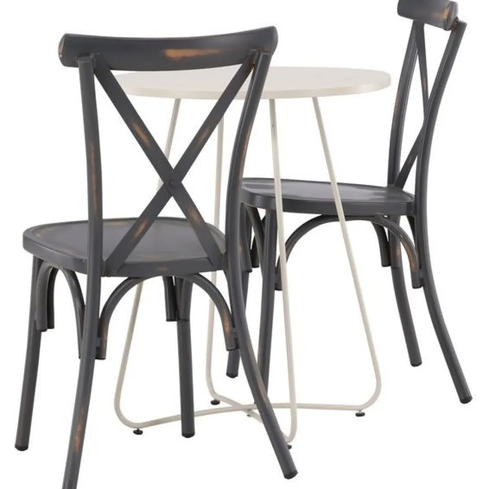 Parvekeryhmä Venture Home, ø60cm beige Bacong-pöytä + 2 mustaa Tablas-tuolia