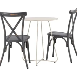 Parvekeryhmä Venture Home, ø60cm beige Bacong-pöytä + 2 mustaa Tablas-tuolia