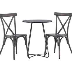 Parvekeryhmä Venture Home, ø60cm beige Bacong-pöytä + 2 mustaa Tablas-tuolia