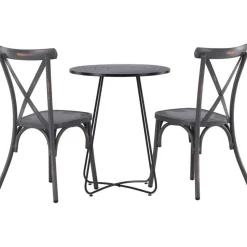 Parvekeryhmä Venture Home, ø60cm beige Bacong-pöytä + 2 mustaa Tablas-tuolia