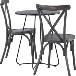 Parvekeryhmä Venture Home, ø60cm beige Bacong-pöytä + 2 mustaa Tablas-tuolia