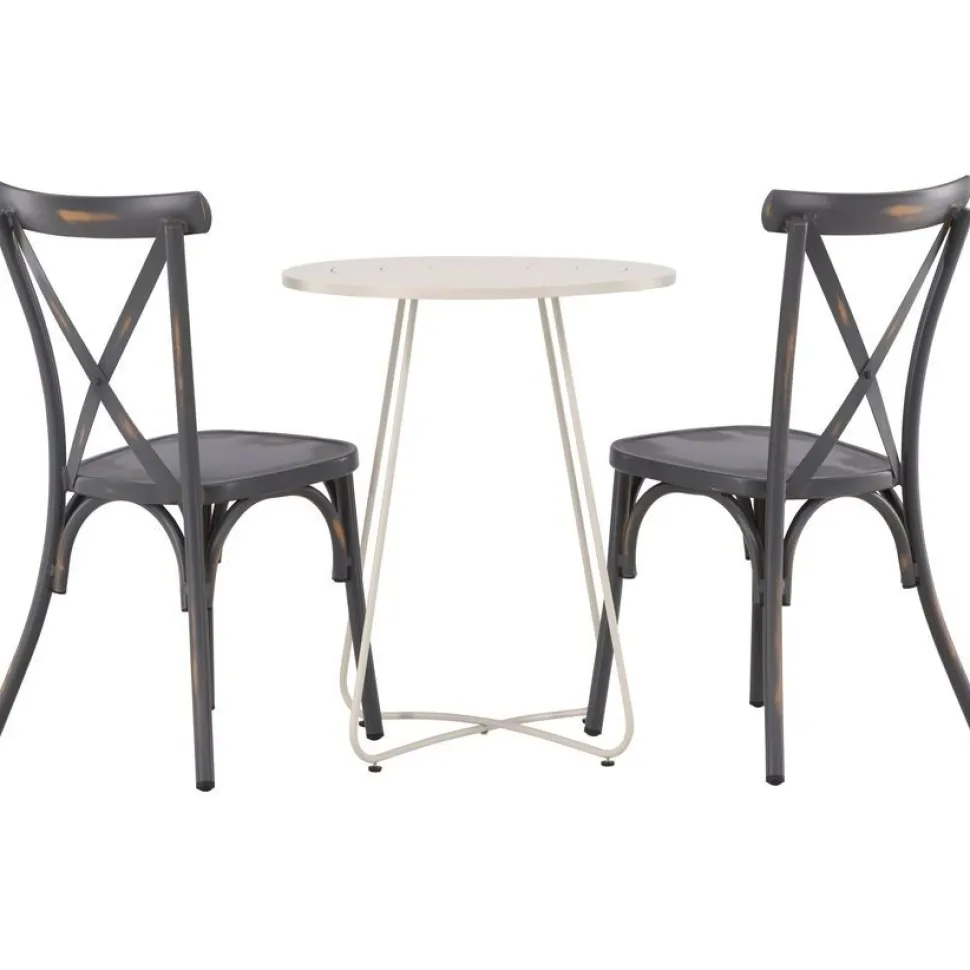Parvekeryhmä Venture Home, ø60cm beige Bacong-pöytä + 2 mustaa Tablas-tuolia