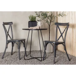 Parvekeryhmä Venture Home, ø60cm beige Bacong-pöytä + 2 mustaa Tablas-tuolia