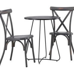 Parvekeryhmä Venture Home, ø60cm beige Bacong-pöytä + 2 mustaa Tablas-tuolia