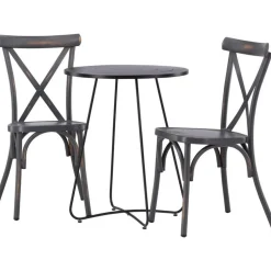 Parvekeryhmä Venture Home, ø60cm beige Bacong-pöytä + 2 mustaa Tablas-tuolia