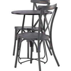 Parvekeryhmä Venture Home, ø60cm beige Bacong-pöytä + 2 mustaa Tablas-tuolia