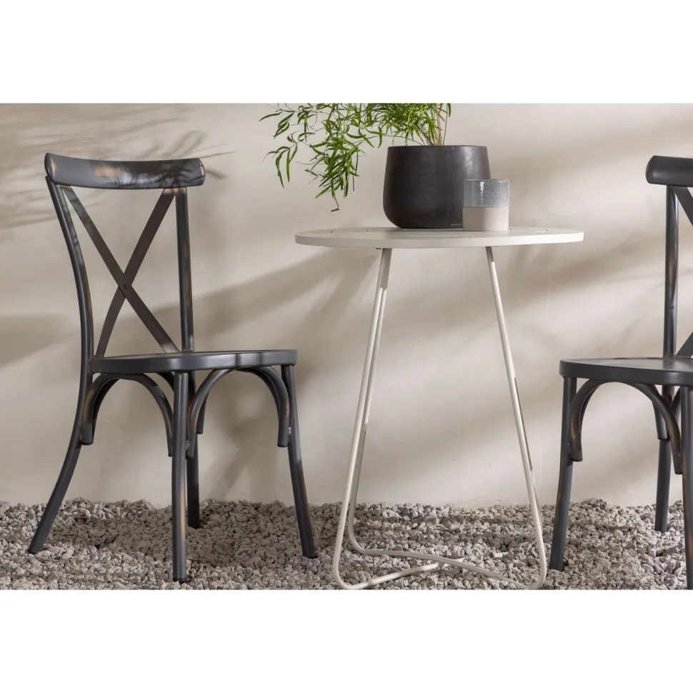 Parvekeryhmä Venture Home, ø60cm beige Bacong-pöytä + 2 mustaa Tablas-tuolia