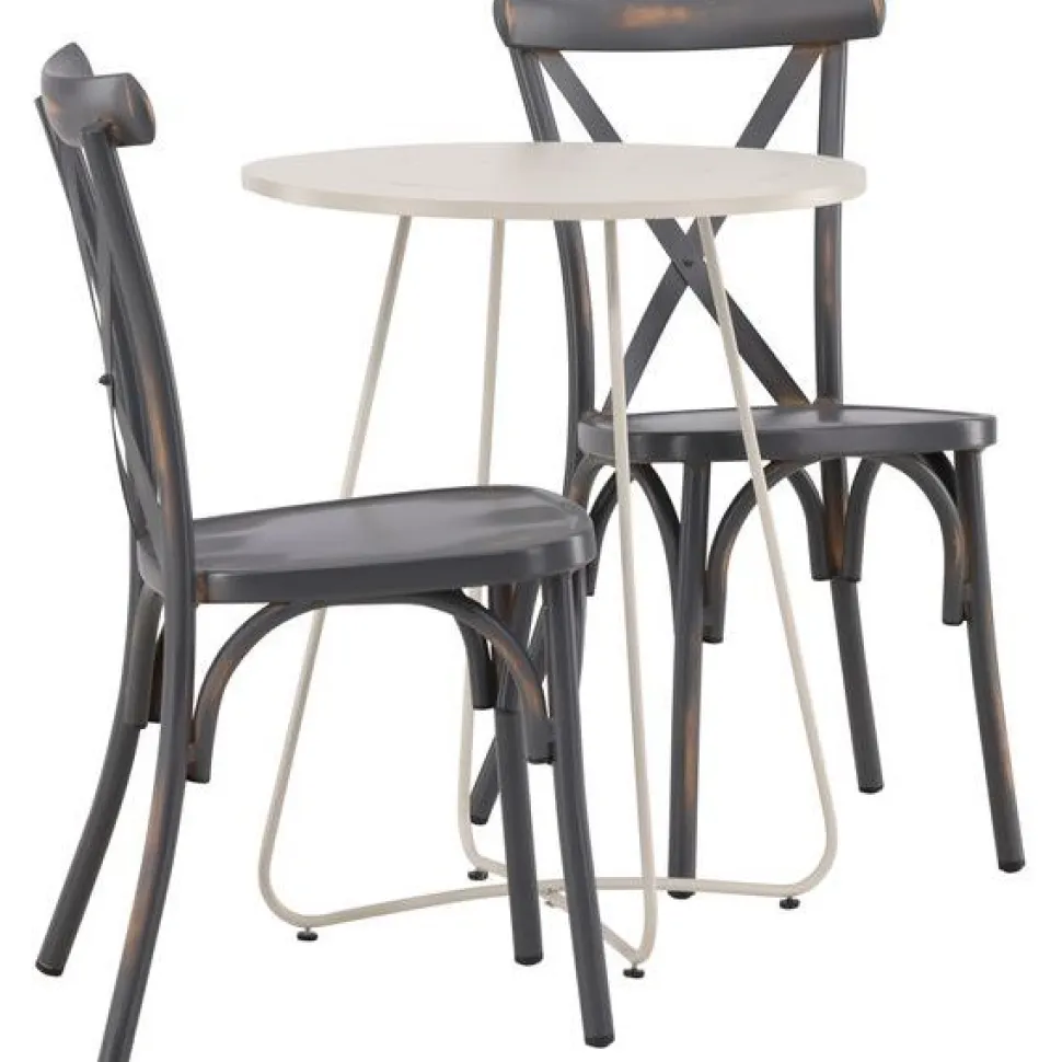 Parvekeryhmä Venture Home, ø60cm beige Bacong-pöytä + 2 mustaa Tablas-tuolia