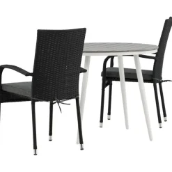 Parvekeryhmä Venture Home, ø90cm, harmaa/valkoinen Break-pöytä + 2 mustaa Anna-tuolia