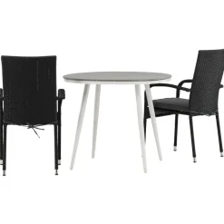Parvekeryhmä Venture Home, ø90cm, harmaa/valkoinen Break-pöytä + 2 mustaa Anna-tuolia