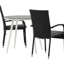 Parvekeryhmä Venture Home, ø90cm, harmaa/valkoinen Break-pöytä + 2 mustaa Anna-tuolia