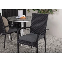 Parvekeryhmä Venture Home, ø90cm, harmaa/valkoinen Break-pöytä + 2 mustaa Anna-tuolia