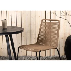 Parvekeryhmä Venture Home, ø90cm, harmaa/valkoinen Break-pöytä + 2 mustaa, pinottavaa Lindos-tuolia
