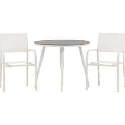 Parvekeryhmä Venture Home, ø90cm, musta Break-pöytä + 2 mustaa, pinottavaa Santorini-tuolia