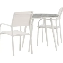 Parvekeryhmä Venture Home, ø90cm, musta Break-pöytä + 2 mustaa, pinottavaa Santorini-tuolia
