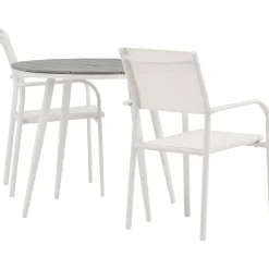 Parvekeryhmä Venture Home, ø90cm, musta Break-pöytä + 2 mustaa, pinottavaa Santorini-tuolia