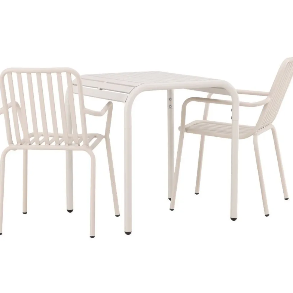 Parvekeryhmä Venture Home, 70x70cm beige Borneo-pöytä + 2 beigeä Peking-tuolia