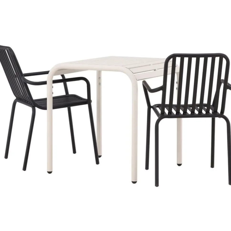 Parvekeryhmä Venture Home, 70x70cm beige Borneo-pöytä + 2 beigeä Peking-tuolia