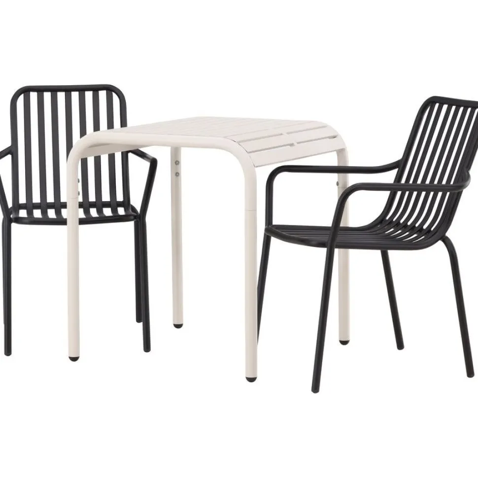 Parvekeryhmä Venture Home, 70x70cm beige Borneo-pöytä + 2 beigeä Peking-tuolia