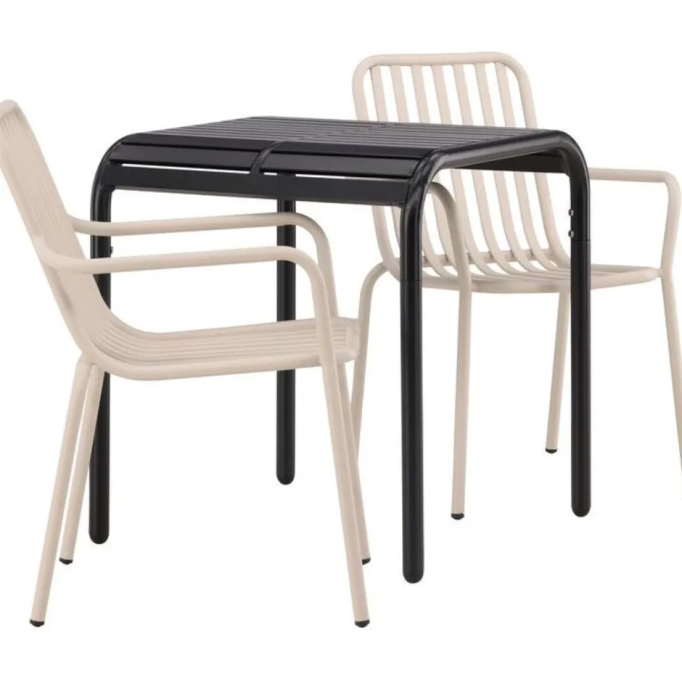 Parvekeryhmä Venture Home, 70x70cm beige Borneo-pöytä + 2 beigeä Peking-tuolia