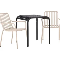 Parvekeryhmä Venture Home, 70x70cm beige Borneo-pöytä + 2 beigeä Peking-tuolia