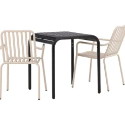 Parvekeryhmä Venture Home, 70x70cm beige Borneo-pöytä + 2 beigeä Peking-tuolia