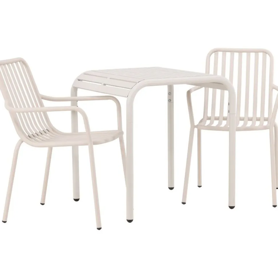 Parvekeryhmä Venture Home, 70x70cm beige Borneo-pöytä + 2 beigeä Peking-tuolia