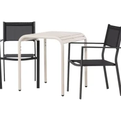 Parvekeryhmä Venture Home, 70x70cm beige Borneo-pöytä + 2 mustaa Copacabana-tuolia