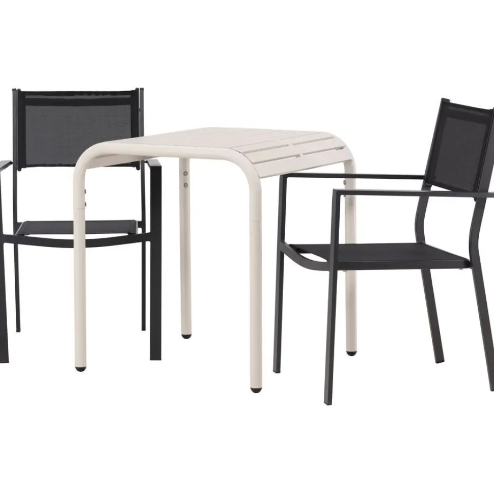 Parvekeryhmä Venture Home, 70x70cm beige Borneo-pöytä + 2 mustaa Copacabana-tuolia
