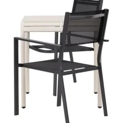 Parvekeryhmä Venture Home, 70x70cm beige Borneo-pöytä + 2 mustaa Copacabana-tuolia