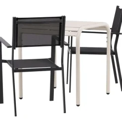 Parvekeryhmä Venture Home, 70x70cm beige Borneo-pöytä + 2 mustaa Copacabana-tuolia