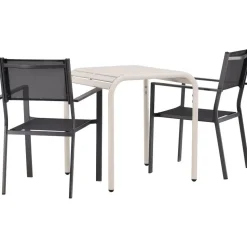Parvekeryhmä Venture Home, 70x70cm beige Borneo-pöytä + 2 mustaa Copacabana-tuolia